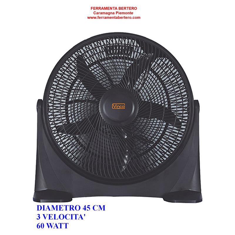 VENTILATORE A TERRA BLACK BOX 70803 VINCO VTB45